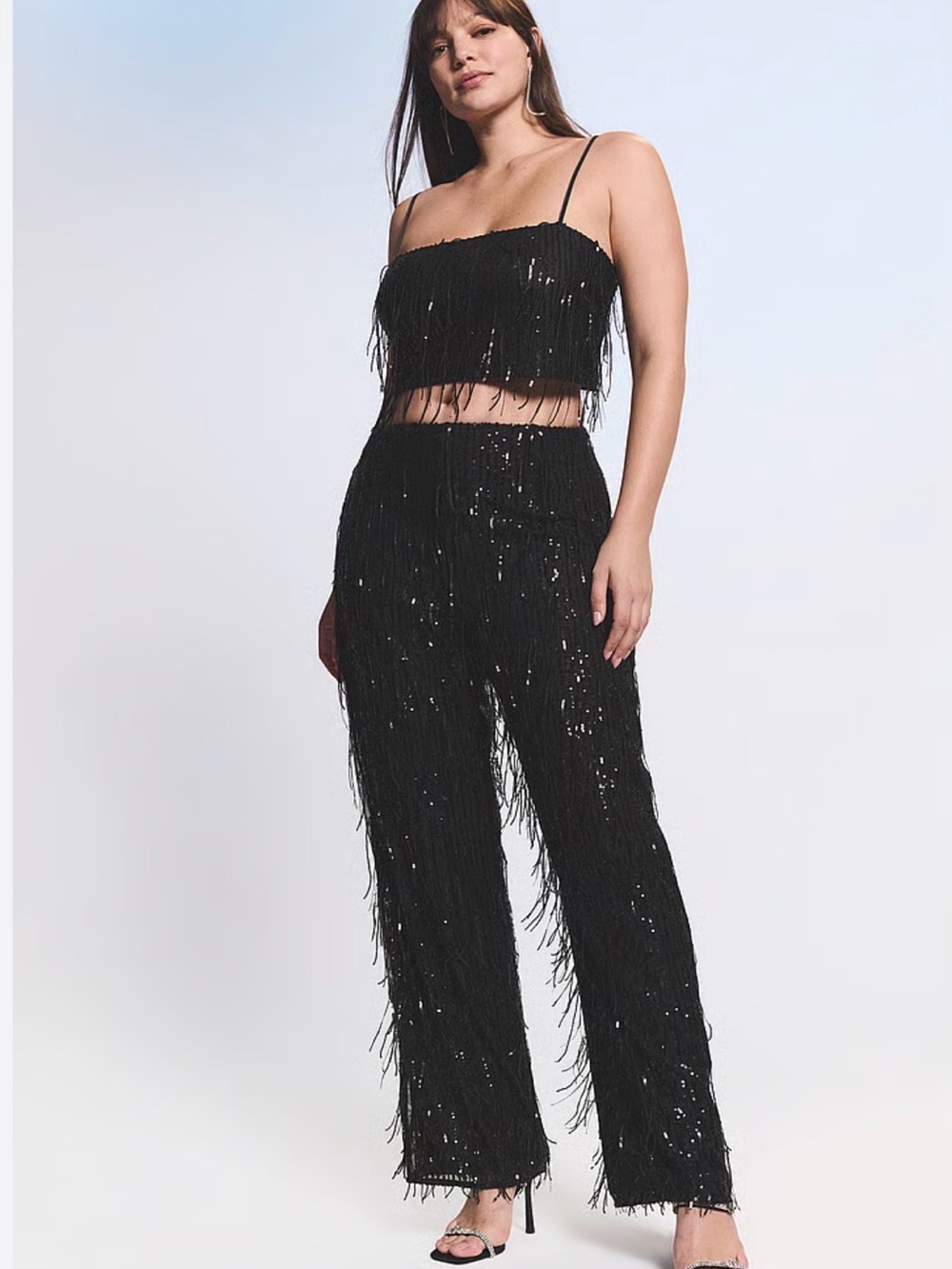 Victoria’s Secret  showgirl sequin fringe crop top & pants set